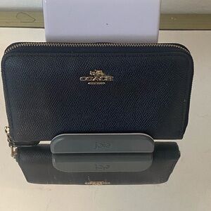Coach Blue Leather Zip Wallet